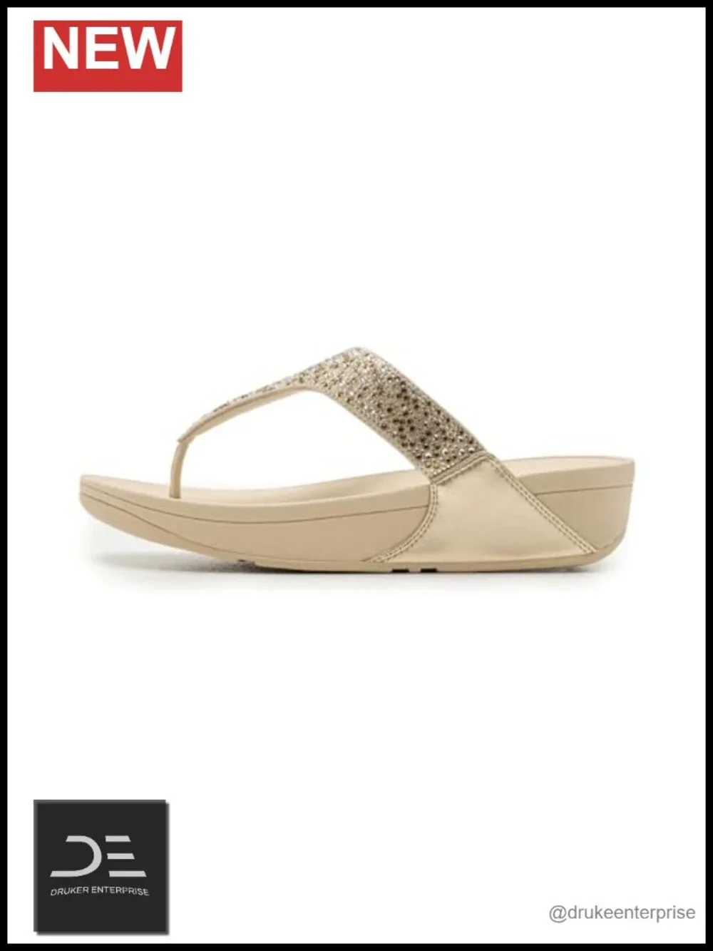 FitFlop Womens Lulu Crystal Metallic Toe Post Sandals Wedge